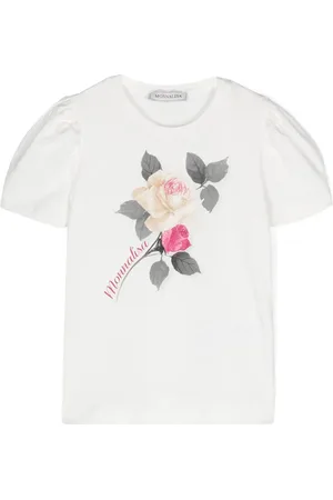 MONNALISA Rose-print puff-sleeves T-shirt