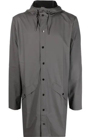 Rains Hooded stud-fastening raincoat