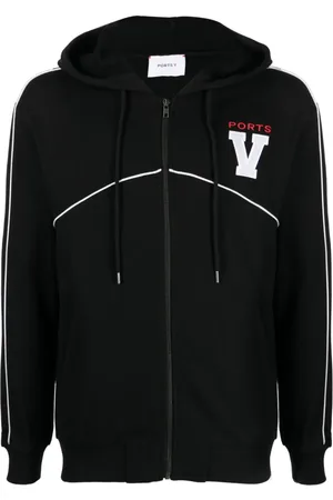 Ports V Logo-embroidered drawstring cotton hoodie