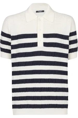 Balmain Striped knitted polo shirt