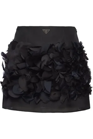 Prada Feather-detail silk miniskirt