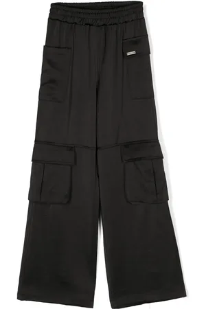 MONNALISA Elasticated-waist satin cargo trousers