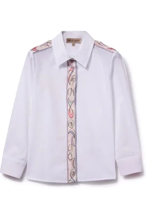 PUCCI Junior Contrast-trim long-sleeve shirt