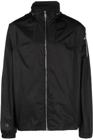 Rick Owens Embroidered-logo concealed-hood lightweight jacket