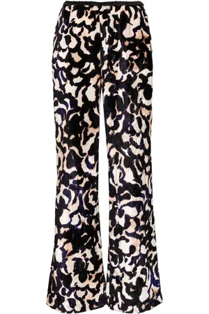 FORTE FORTE Abstract-print crushed-velvet trousers