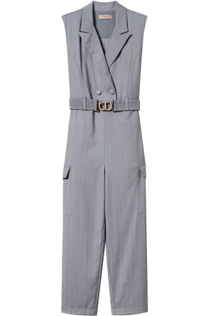 Twin-Set Pinstripe-pattern belted jumpsuit