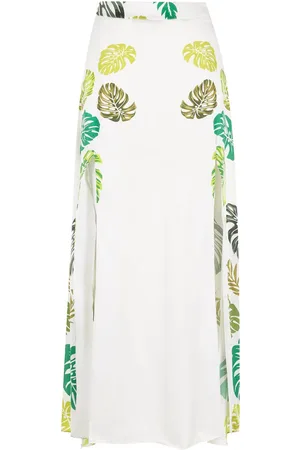 AMIR SLAMA Palm leaf print maxi skirt