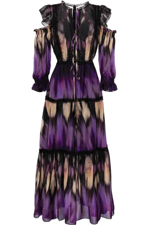 Marchesa Notte Printed cold-shoulder dress
