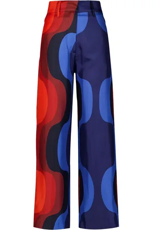 Paula Sonia wave-print silk trousers
