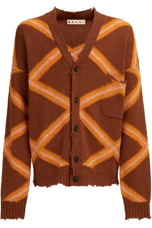 Marni Geometric-pattern virgin wool cardigan