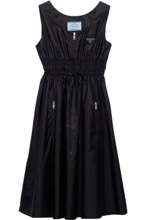 Prada Logo-appliqu?? Re-Nylon midi dress