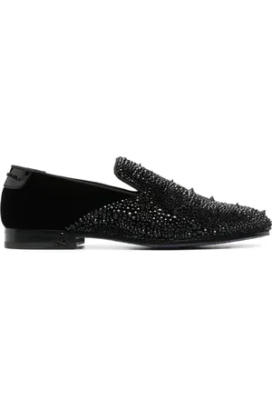 Philipp Plein Rhinestone-embellished velvet loafers