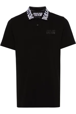 VERSACE Logo-collar piqu?? polo shirt