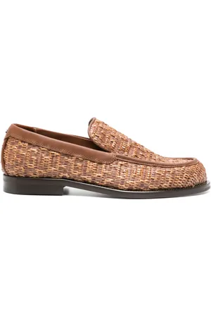 GCDS Monogram-embossed raffia loafers