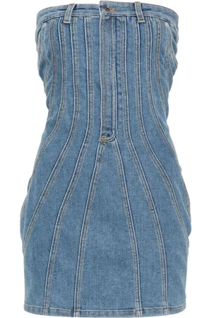 MUGLER Denim bustier mini dress