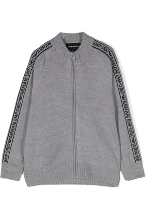 Emporio Armani Logo-intarsia zip-up sweater