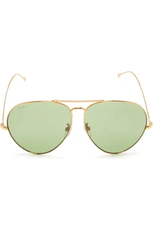 Gucci Logo-lettering pilot-frame sunglasses