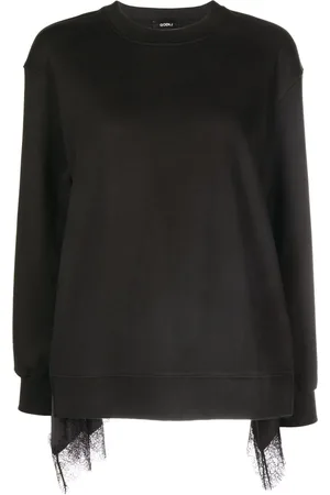 GOEN.J Lace-trim crew neck sweatshirt