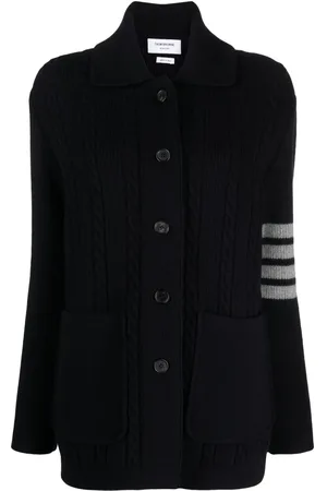 Thom Browne Spread-collar cable-knit cardigan
