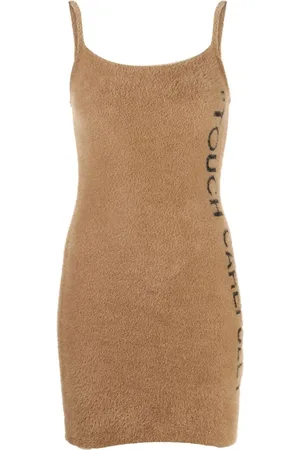 OFF-WHITE Slogan detail fuzzy mini dress