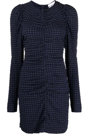 Ganni Checkered seersucker mini dress