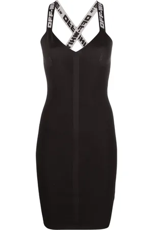 OFF-WHITE Logo straps V-neck mini dress
