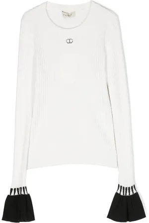 Twin-Set Logo-plaque ribbed-knit jumper