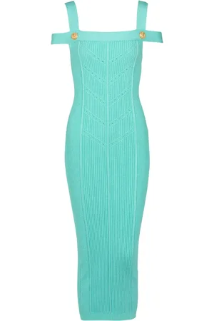 Balmain Double-strap ribbed-knit dress