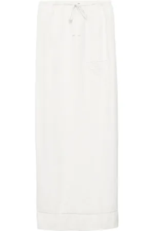 Prada Embroidered linen skirt