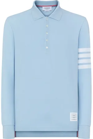 Thom Browne Three-stripe long-sleeved polo shirt