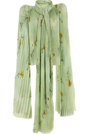 Balenciaga Floral-print pleated blouse