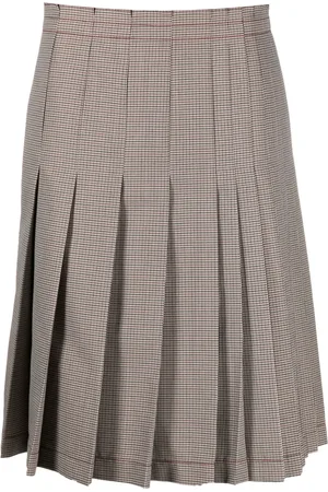 Marni Check-print pleated midi skirt