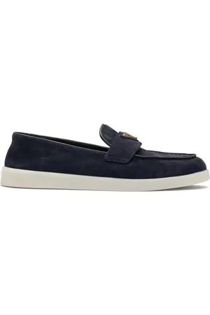 Prada Enamel triangle-logo leather loafers