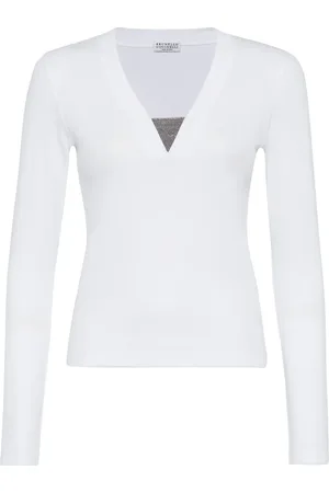 Brunello Cucinelli V-neck long-sleeve top