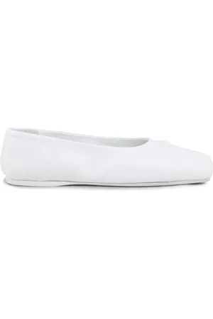 Marni Bow-embossed leather ballerina shoes