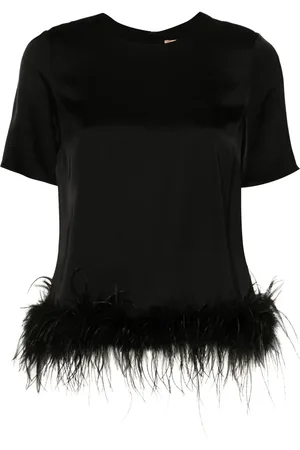 Twin-Set Feather-trim satin blouse