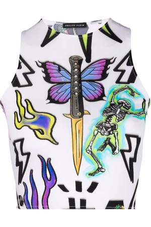Philipp Plein Monogram tattoo crop top