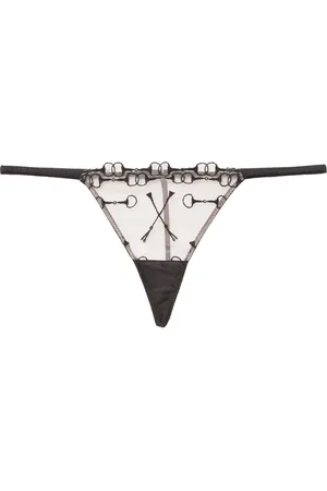 FLEUR DU MAL Equestrian-embroidered V-string