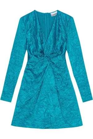 Ganni Crinkled satin mini dress