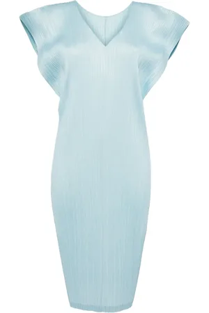 PLEATS PLEASE ISSEY MIYAKE V-neck pliss?? midi dress