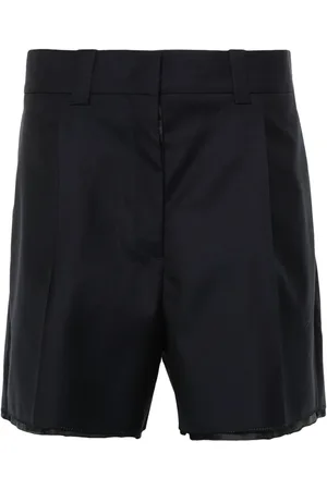 Miu Miu Logo-embroidered wool shorts