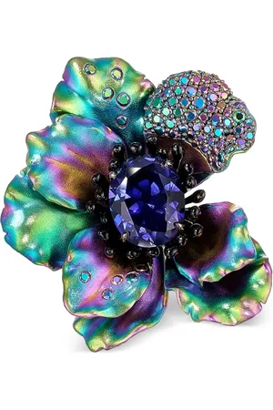 Anabela Chan 18kt yellow gold Poppy topaz and sapphire pin
