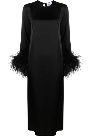 Sleeper Suzi feather-cuffs maxi dress