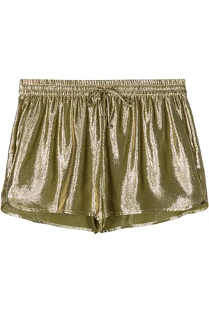 Cynthia Rowley Lam??-effect silk shorts