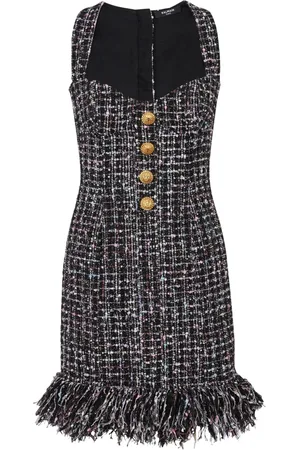 Balmain Button-embellished tweed minidress