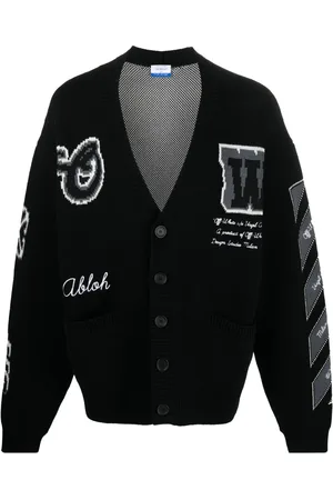 OFF-WHITE Intarsia-knit wool-blend cardigan