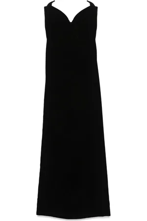 MUGLER Strapless velvet maxi dress