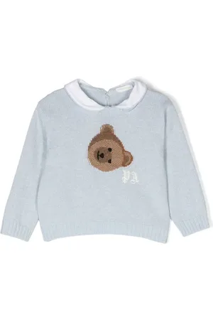 Palm Angels Bear-embroidered collared jumper