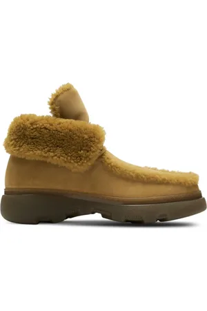 Burberry Creeper shearling-trim suede boots