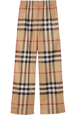 Burberry Check-pattern flared cotton trousers
